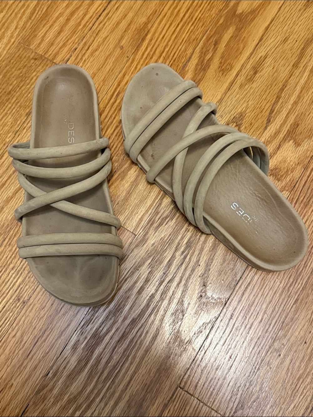 J Brand Taupe Multi-Strap Slide Sandals Size 8